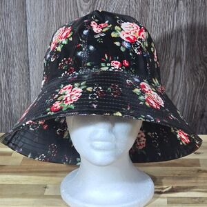 SAN DIEGO HAT CO Floral Rain Hat PVC Bucket Reversible Red Polka‎ Dot O/S